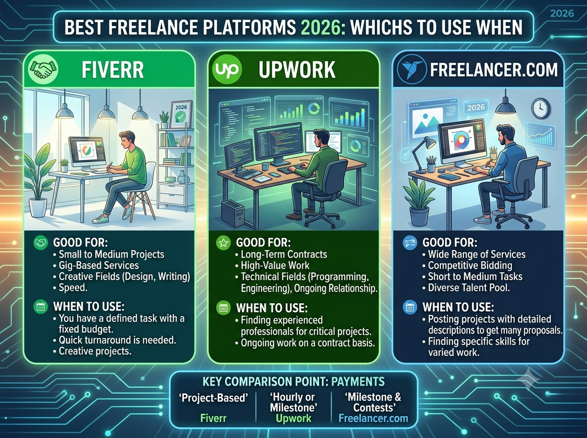 Fiverr, upwork, and freelancer