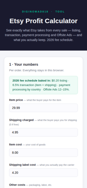 Etsy Profit Calculator