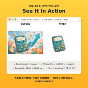 Seller Photo Toolkit — AI Background Remover & Batch Photo Prep for Etsy, eBay, Amazon & Walmart Sellers (Windows, Offline)