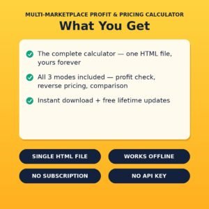 Multi-Marketplace Profit & Pricing Calculator — Walmart, Etsy, Amazon & eBay Fee Calculator (Offline HTML Tool)