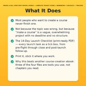 Create & Sell Your First Digital Course — Complete Toolkit (Guide + Workbook + Checklist + Tracker)