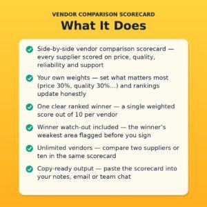 Vendor Comparison Scorecard